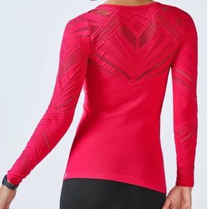 Fabletics Isabella Long Sleeve Pink Top Small